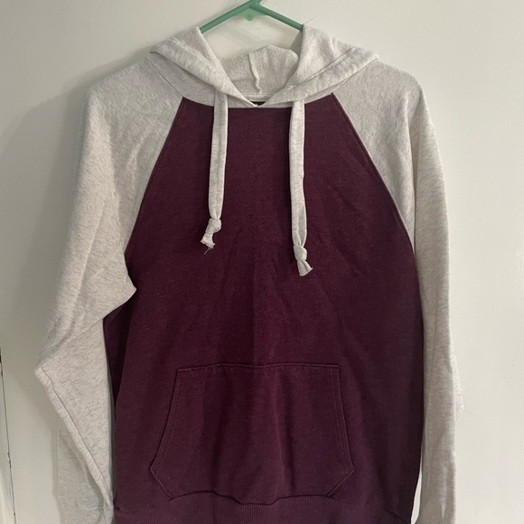 SO Tops - Burgundy and Gray SO Lounge Life Game Day Color Block Hoodie in small